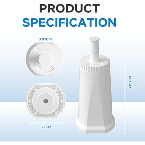 AQUALTRA Coffee Machine Water Filter Compatible with Sage SES875, SES008, SES810, SES878, SES008WHT0NEU1, SES880/920/980/990/500, Breville BES Series, 6 Pack