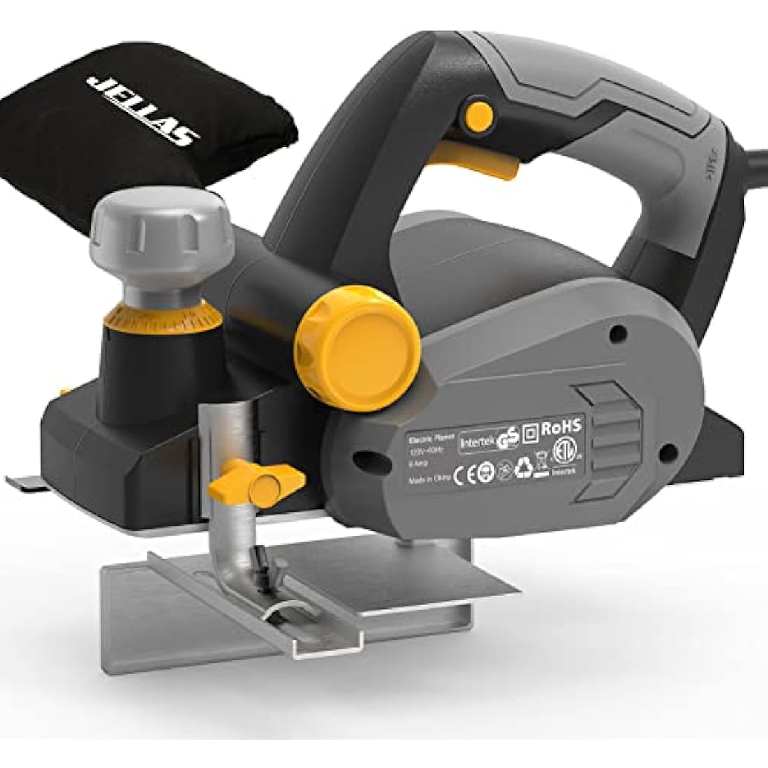 Jellas Electric Planer, Voltage 230-240V Electric Hand Planer, 16000RPM Planer, with 2 Reversible HSS Blades, 2mm Adjustable Cut Depth, Parallel Fence Bracket, Ideal Planer Woodworking, EP710