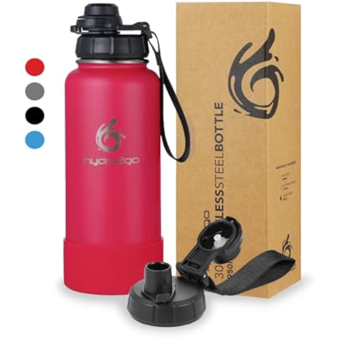 hydro2go Stainless Steel Water Bottle with Sports Lid – BPA-Free, Leak-Proof, Insulated Bottle for Sports & Outdoors, Keeps Drinks Cold 24h / Hot 12h (Magenta, 950 ml)