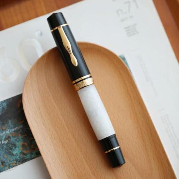 erofa Majohn P139#8 Medium Nib Fountain Pen with Box, Brass Piston System Large Capacity Writing Pen