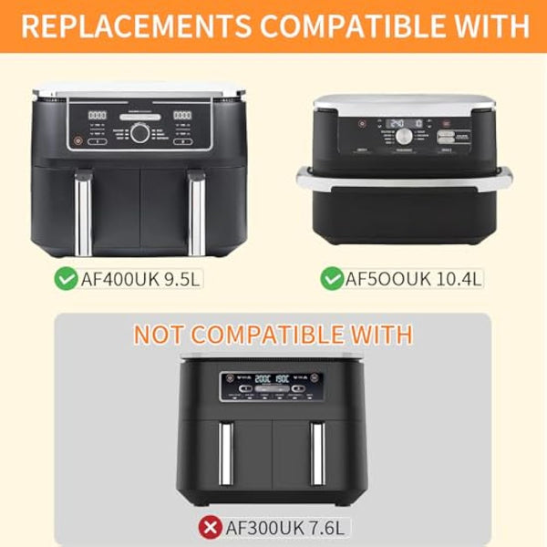 GWYXC Air Fryer Grill Pan for Ninja Foodi AF400UK 9.5L 6 in 1 AF500UK 10.4L 7 in 1 DualZone 2 Drawers Air Fryer, Replacement Air Fryer Crisper Plate Grill Plate Tray Accessories, Dishwasher Safe