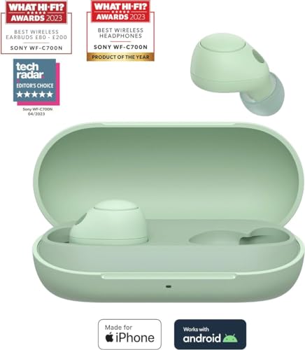 Sony WF-C700N Wireless, Bluetooth, Noise Cancelling Earbuds (Small, Lightweight Earbuds with Multi-Point Connection, IPX4 rating, up to 20 HR battery, Quick Charge, iOS & Android) Black