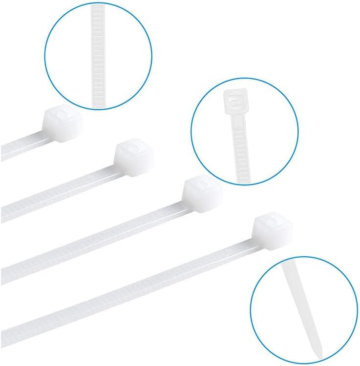 PARENCE. - Set of 100 Plastic Cable Ties - 100 Pieces, Clamps, Flanges, Rislan - 100x2,5mm, White