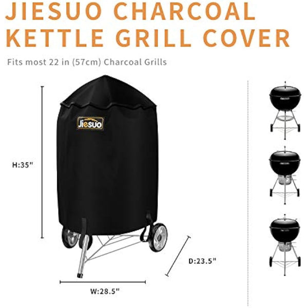 JIESUO 57CM BBQ Cover for Weber Charcoal Kettle: Heavy Duty Waterproof Weather Resistant Barbeque Grill Covers