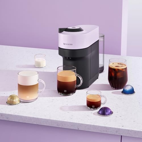 Nespresso Coffee Machine Barista Bundle includes Vertuo Pop White by Krups, Milk Frother, 2x Mugs, 2 x spoons, Melozio coffee pods & Chiaro coffee pods