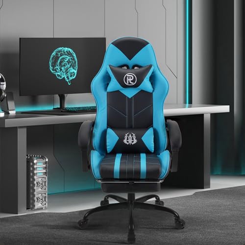 Play haha.Ergonomic reclining seat with footrest adjustable headrest and lumbar cushion high back support padded armrests PU leather finish for gaming home or office use