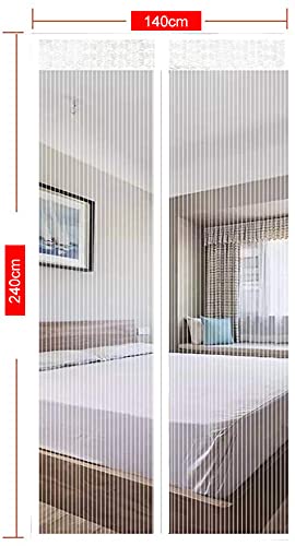 EXTSUD Magnetic Fly Screen Door Keep Insects Out Mosquito Door Screen Easy to Install without Drilling Top-to-Bottom Seal Automatically for Balcony Sliding Living Room Children's Room, 90x210 cm