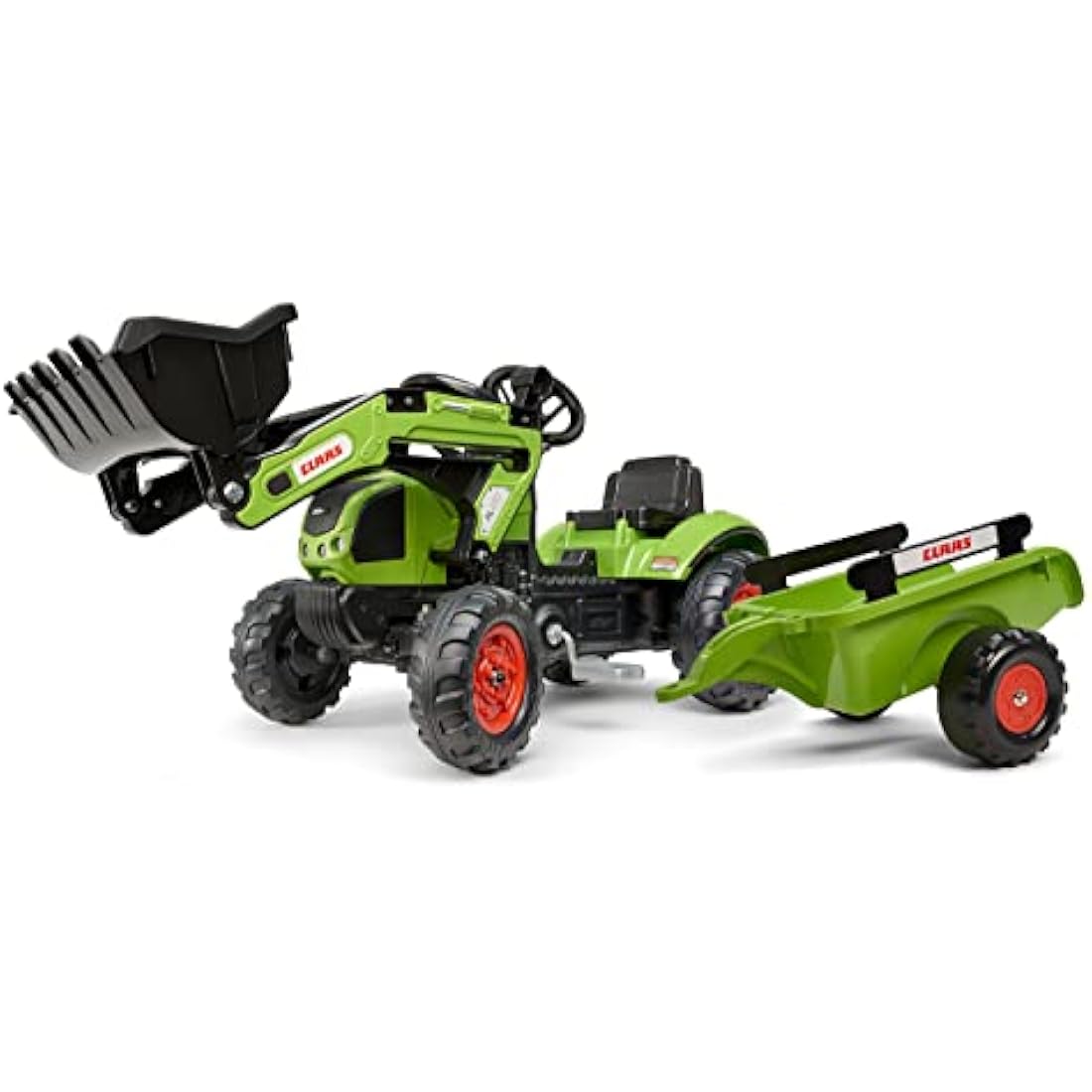 Falk Claas Ride on Tractor Backhoe with Trailer Pedal Ride-On Tractor Toy for Boys and Girls ages 2-5 Years Old. Toddler Ride on Pedal Bike Toy For Indoor and Outdoor Use. Gift for 2-5 Year Olds.