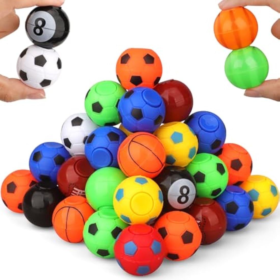 Football Fidget Spinner for Kids Adults, Mini Balls Party Favors Supplies Stress Relief Toys, Goodie Bag Stuffers Treasure Box Gift for Classroom Prizes Birthday Christmas Halloween (36PCS)