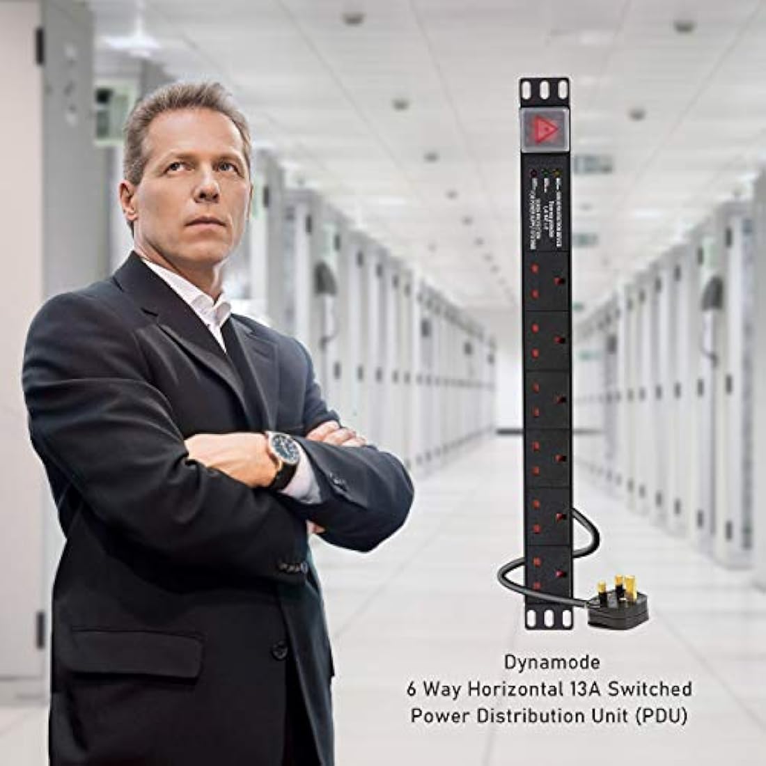 Dynamode 6 Way PDU Extension Lead- 13A Multi Plug Switched Power Distribution Unit (PDU) Rack Mount Charging Station with 1.8 M Cable for Home Office 19 Inch PDU Server Cabinet with Surge Protection