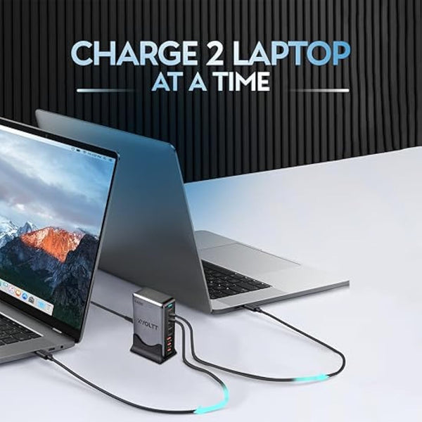 440W USB charging station - Gan Charger with 5 USB C & 3 USB A Ports, 100W 65W USB charging hub with USB C multi charger,Compatible with MacBook Lenovo Laptop iPhone iPad - 100W USBC Cable Included