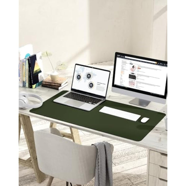 YSAGi Non-Slip Desk Pad, Waterproof PVC Leather Desk Table Protector, Ultra Thin Large Mouse Pad, Easy Clean Laptop Desk Writing Mat for Office Work/Home/Decor (90 x 43 cm, Pine Green)