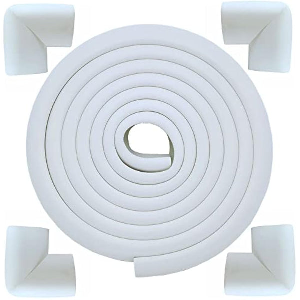 M2cbridge L Shape Extra Thick Furniture Table Edge Protectors Foam Baby Safety Bumper Guard (Off White(4m Edge + 4 Corners))
