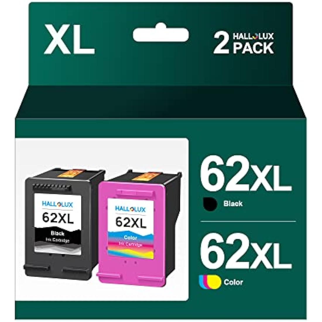 62XL High Yield Ink Cartridges Combo Pack Black and Tri-colour Replacement for HP 62 XL Compatible for Envy 5540 5541 5542 5544 5546 5640 5642 5644 5646 7640 OfficeJet 200 250 5740 5742 5744 (2-Pack)