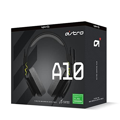 ASTRO A10 Gaming Headset Gen 2 Wired Headset, Over-ear Gaming Headphones, Lightweight & damage resistant, Flip-to-mute microphone, 32 mm drivers, Compatible with PS5, PS4, Nintendo Switch, PC - Black