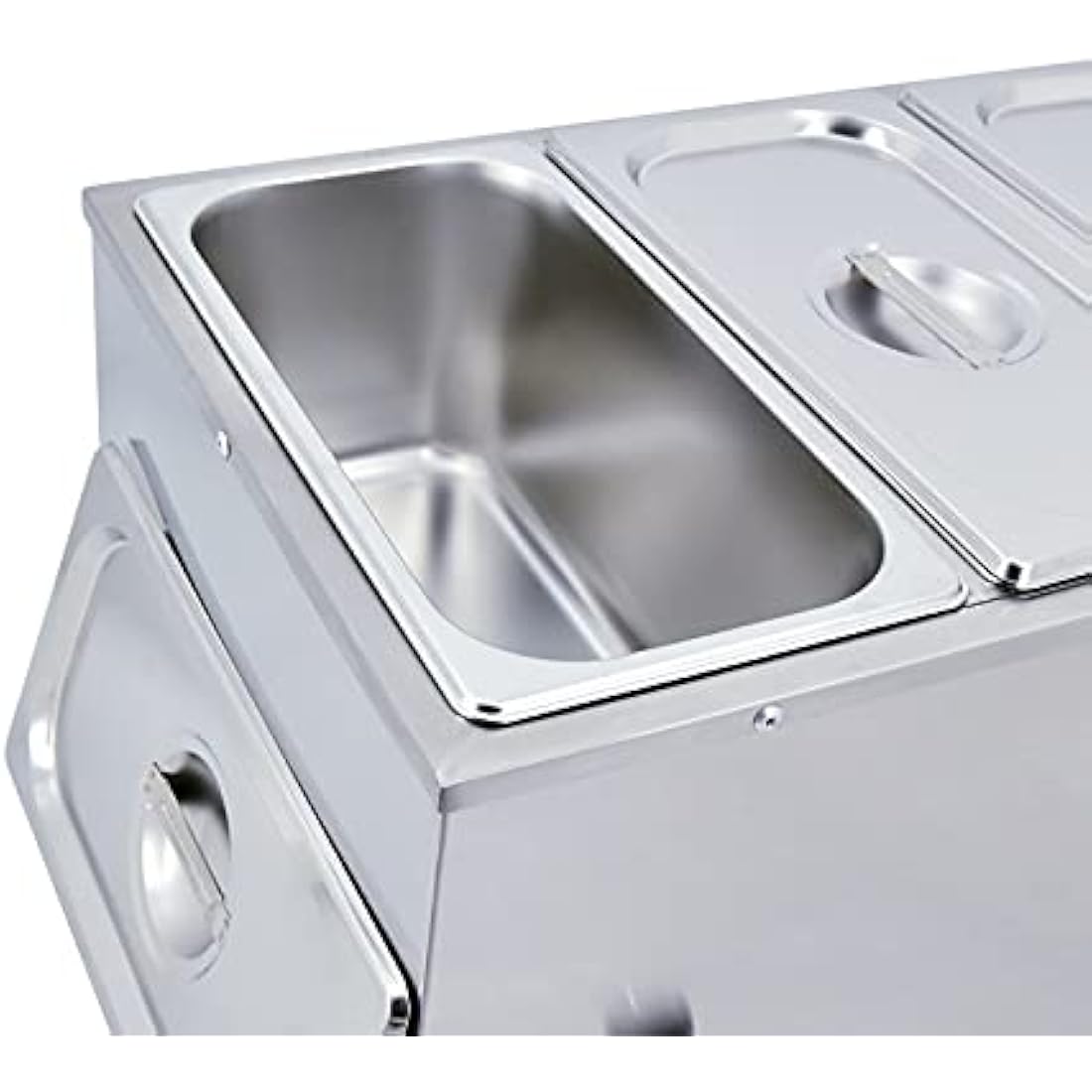 Electric Bain Marie 1500W Food Warmer Stainless Steel Steam Table Temperature Control for Catering and Restaurant, GN 1/3x2, 1/6x2 Pans with Lids