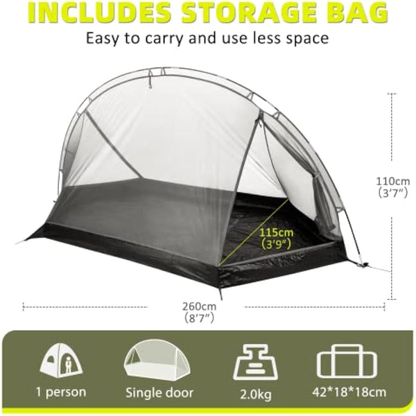 Forceatt Tent, 1/2 Person Two Doors Camping Tent, Ultralight Waterproof 1-2 Man Tent,Quick To Set Up,Portable,for Camping,Motorcycle Travel, Backpacking