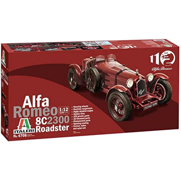 Italeri 4708S Alfa Romeo 1:12 8C/2300 1931-33 Building, Stand Model Making, Crafts, Hobby, Gluing, Plastic Kit, red, Mittel