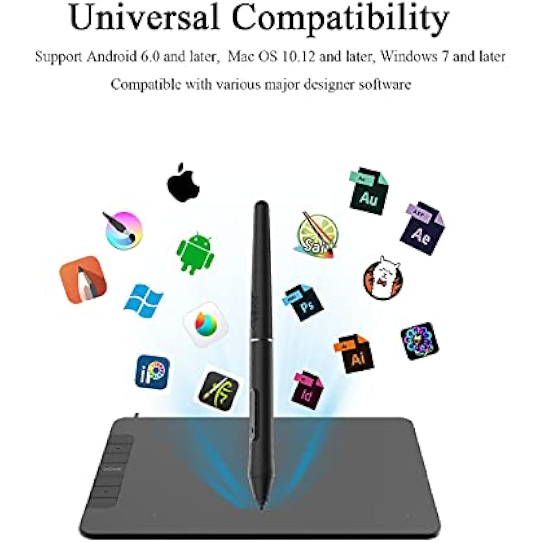 Graphics Drawing Tablet, VEIKK VK640 6 × 4 Inch Digital Drawing Pad with Battery-Free Pen 6 Shortcut Keys Tilt Function 8192 Levels Electronic Writing Pad for Laptop PC for Android OS Windows MAC