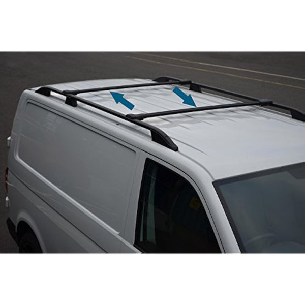 ALVM Parts & Accessories Black Aluminium Cross Bars for Roof Rack Suitable For Transit Custom (2012+), 75kg Load Capacity