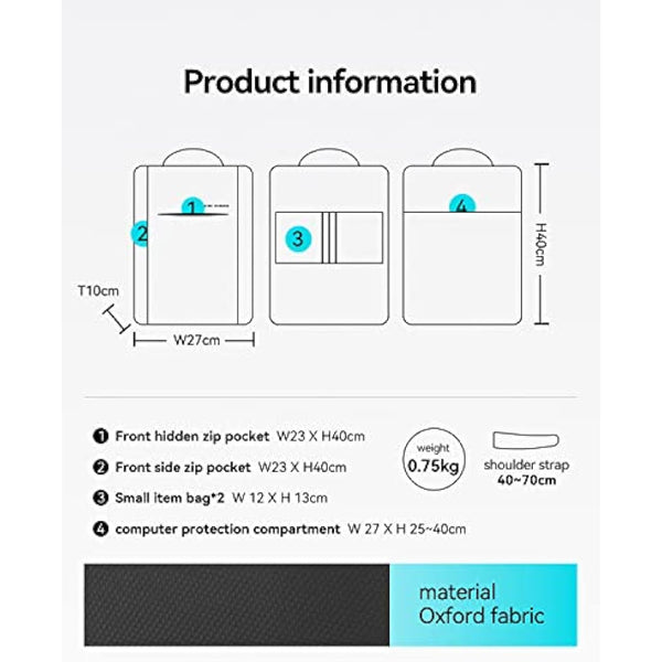 MARK RYDEN Slim Laptop Backpack For Men, 15.6 inch Backpack With Laptop Compartment, Business High Tech Travel backpack, Water-Repellent Daypack for Working, School, Commuting, Daily - 3 Pockets
