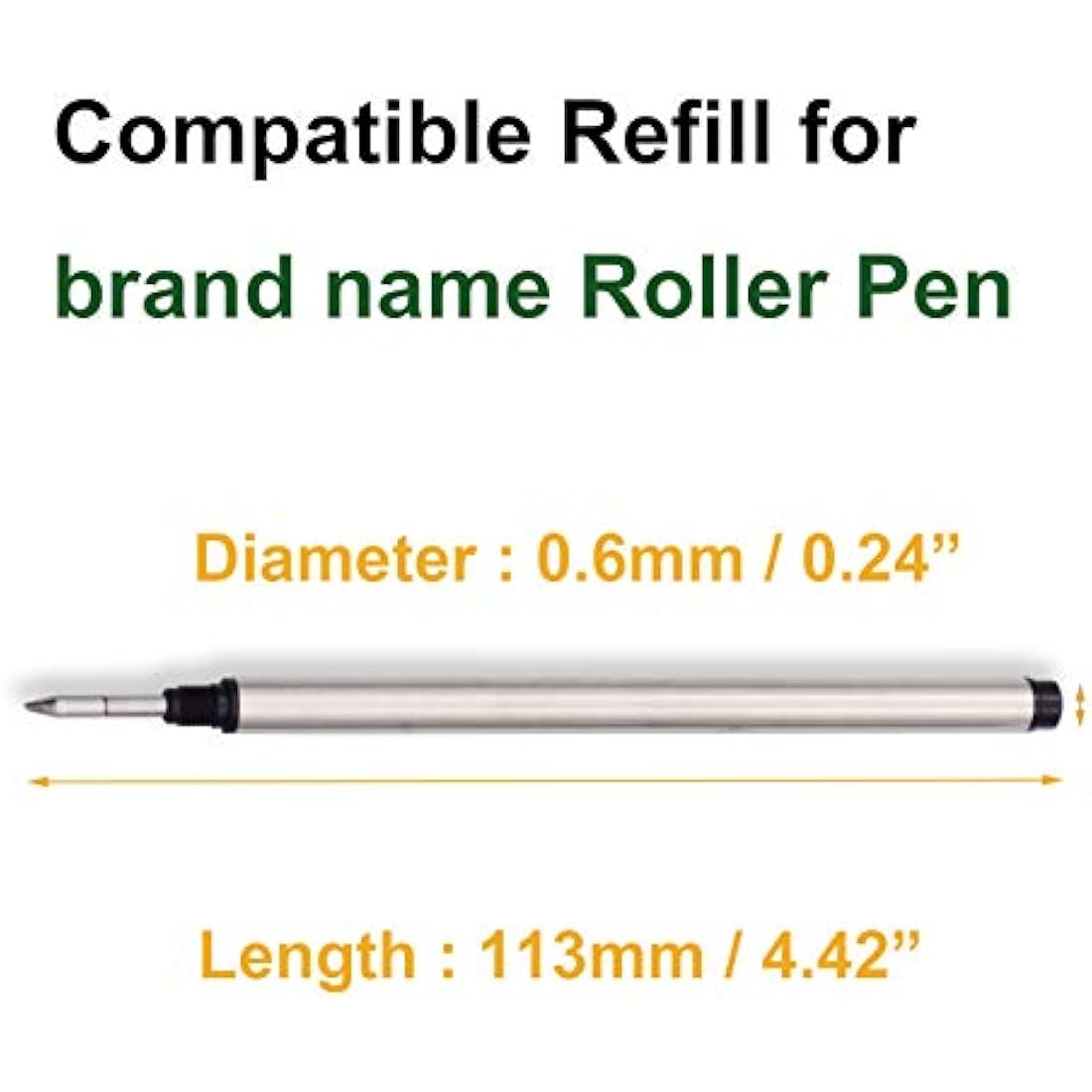 5 Pack Blue + 5 Pack Black - Compatible Mont Roller Pen Refills-Black and Blue Color - Fit Brand Name Capped Rollerball Pens, (Bulk Packed) (Medium Tip)