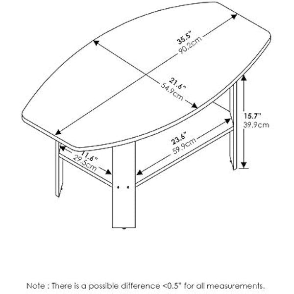 Furinno Simple Design Coffee Table, Side Table, French Oak/Black