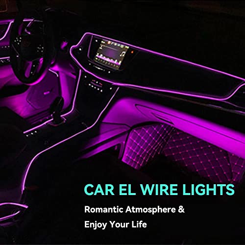 Keiurot El Wire Car Lights Neon Light for Car USB Ice Blue 10M/32Ft Car Ambient Lighting Atmosphere Car Led Interior Strip Light Sewing Edge Decoration Dashboard Lights Strip LED Trim Light