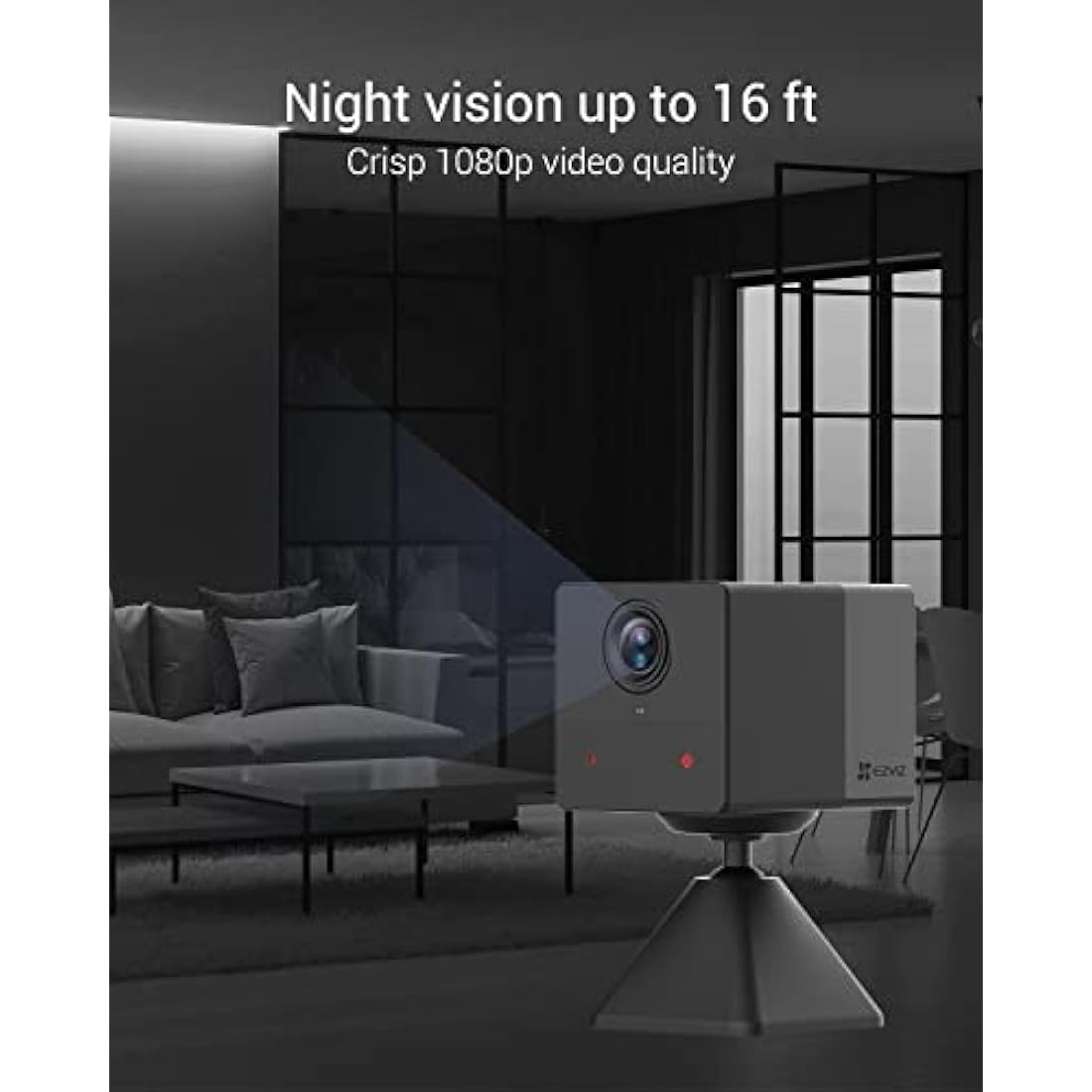 EZVIZ Mini Battery Camera Indoor, No Plug-in, with Audio Video, APP Control, Camera Wireless 2.4Ghz Wifi, Human Motion Detection, Night Vision, Two Way Audio, Magnetic Mount, Google Alexa Control(BC2)