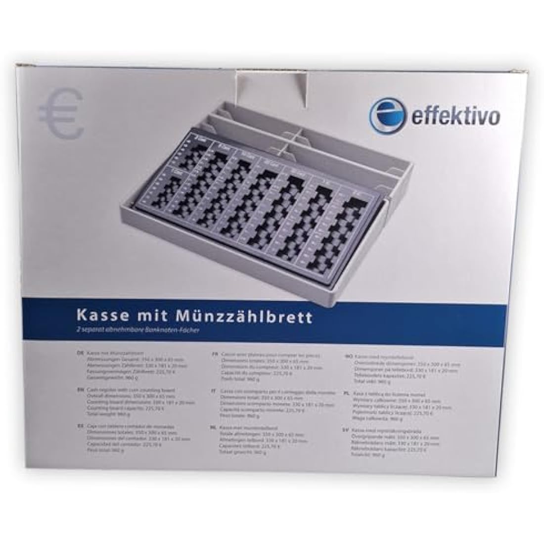 Euro Counting Board for Coins and Notes