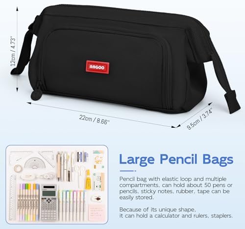 Mamowla Large Pencil Cases for Girls Super Big Pencil Case for Women Zipper Smoothy Pen Case Pouch Holder Stationery Organizer Duarable School Pencil Cases