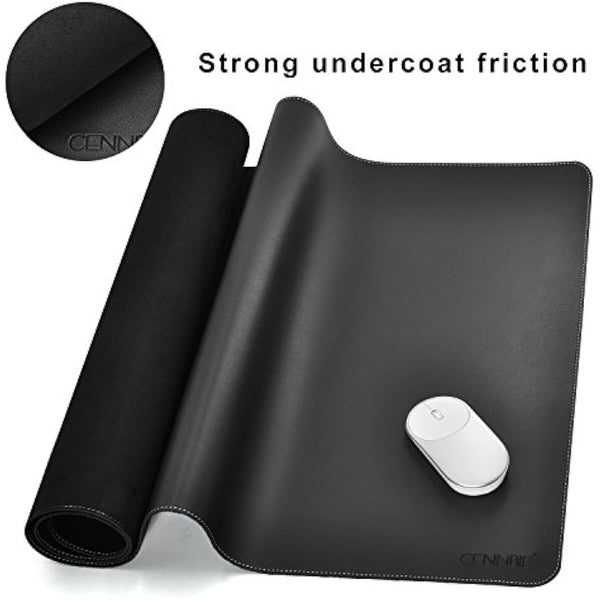 CENNBIE Leather Desk Mat,100X50cm Extra Large Desk Pad Blotter Protector, Extended Non-Slip Mouse Pad, Waterproof PU Leather Desk Mat on top of desks Large for Office and Home (Black)