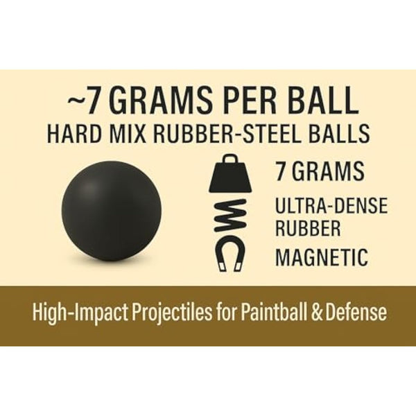 100 x Rubber Steel Balls Projectiles Heavy Ammo for Training Shooting Home and Self Defense Pistols in 68 Caliber