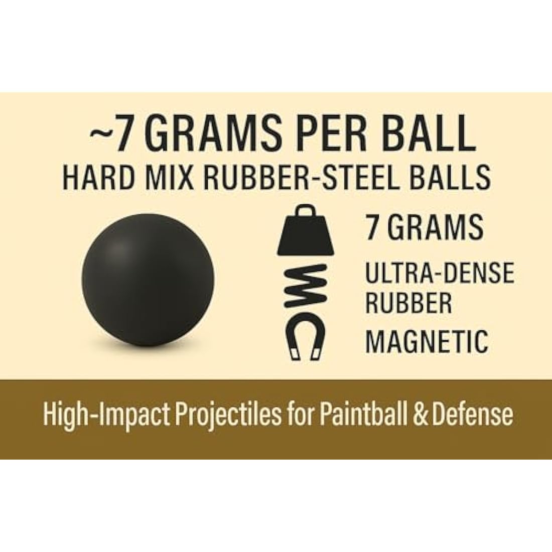 100 x Premium Hard Mix Rubber Steel Balls Paintballs Reballs for Shooting Training Self and Home Defense Pistols in 68 caliber