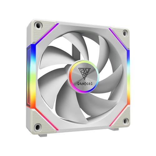 GAMDIAS 120mm ARGB PC Case Fans, Computer Case Fan, Cabless Daisy Chain Connection, Dual Infinity Mirror Lighting, Swappable Fan Blade for Reverse Airflow, Performance 30mm Thick, With Control Box