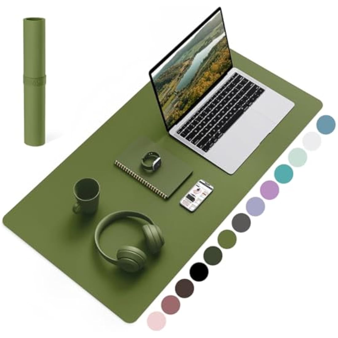 YSAGi Non-Slip Desk Pad, Waterproof PVC Leather Desk Table Protector, Ultra Thin Large Mouse Pad, Easy Clean Laptop Desk Writing Mat for Office Work/Home/Decor (80 x 40 cm, Grass Green)