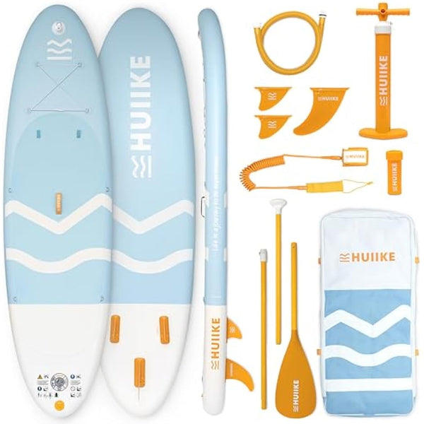 HUIIKE Stand Up Paddle Board for Adults with Accessories Included, Oar, Fins, Pump. Inflatable Sup Board Great Stability and Resistance. 10’ x 33" x 5.9", Maximum Load 286 lb