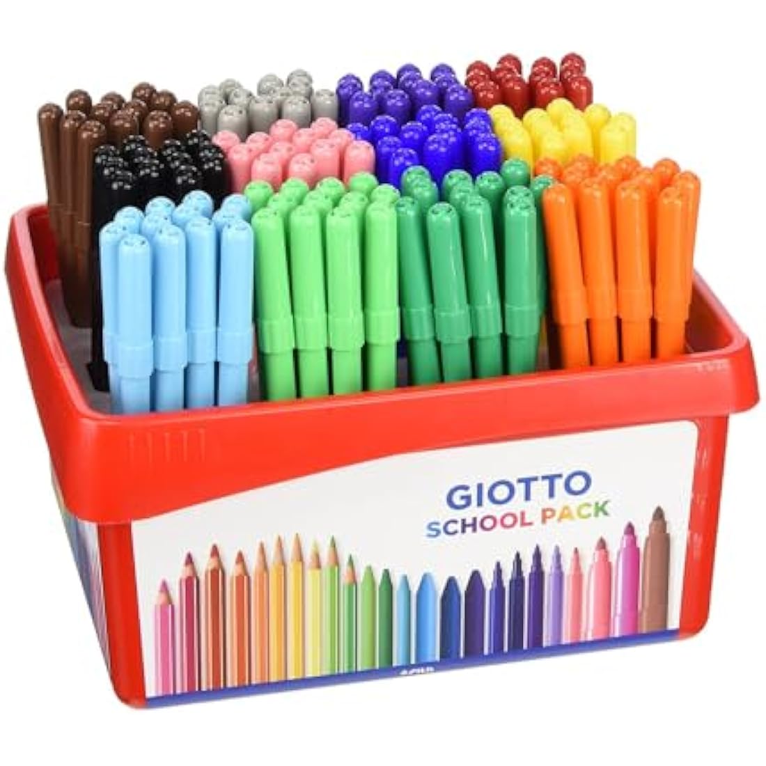 GIOTTO Turbocolor Felt Tip Fibre Pens, Fine Tip Nib 2.8mm, Schoolpack, 144 x Assorted Colours, For Children, Parties and Schools
