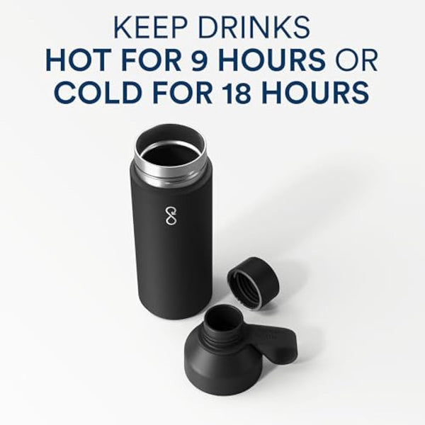 Ocean Bottle - Recycled Stainless Steel Bottle - Eco-Friendly & Reusable (Big 1l, Obsidian Black)