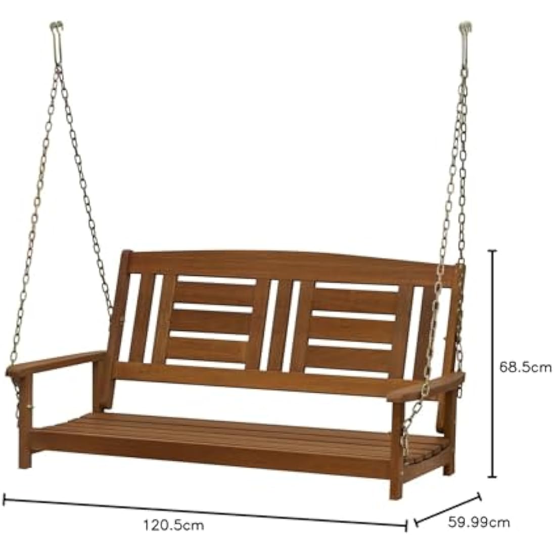 Furinno Tioman Hardwood Hanging Porch Swing with Chain, Natural