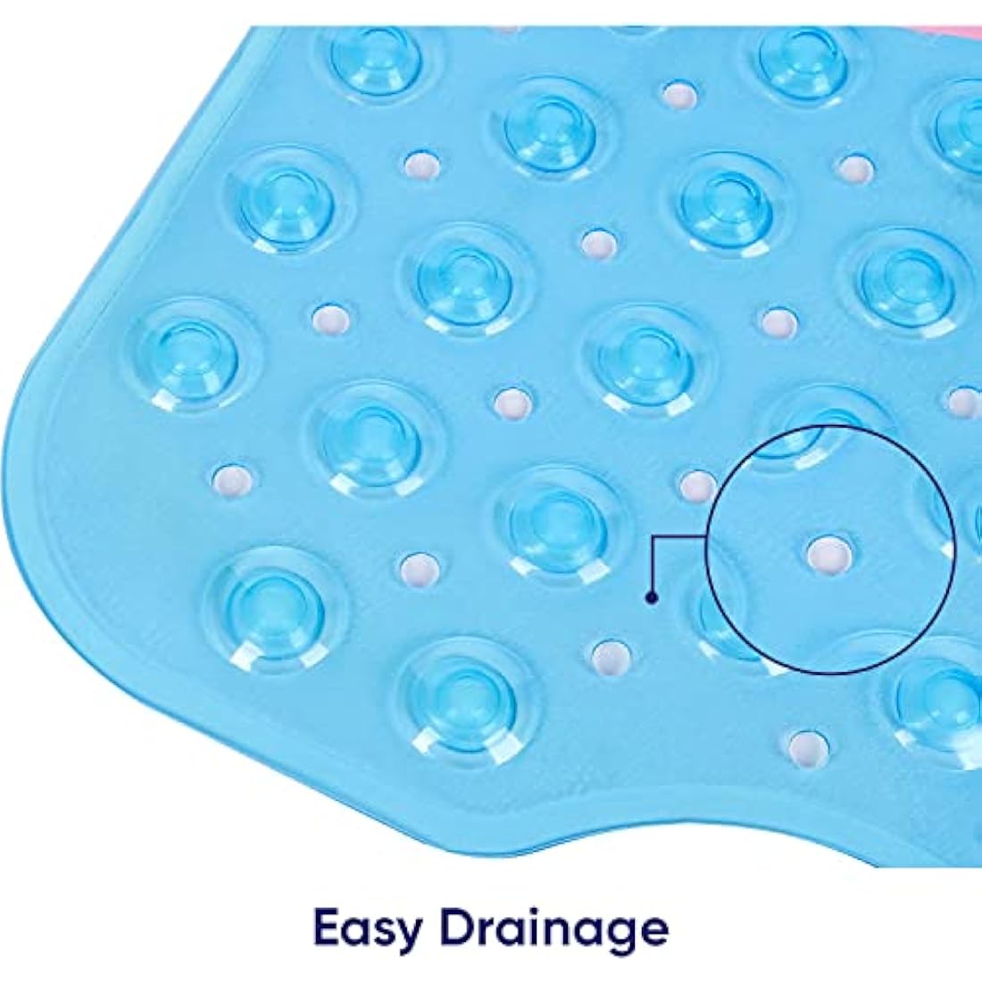 MOONLIGHT20015 Shower Bath Mat Non Slip Anti Mould & Mildew with Strong Suction Cups Grip and Drain Holes Soft Rubber Shower Mats - PVC Bathroom Mat Machine Washable (100x40cm, Blue)