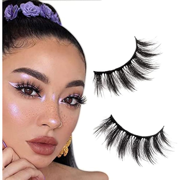 False Lashes Mink Natural Eyelashes 3D Mink Faux Mink Lashes Wispy Short Eyelashes Fluffy Lashes Natural Look 5 Pairs Pack by Glowingwin