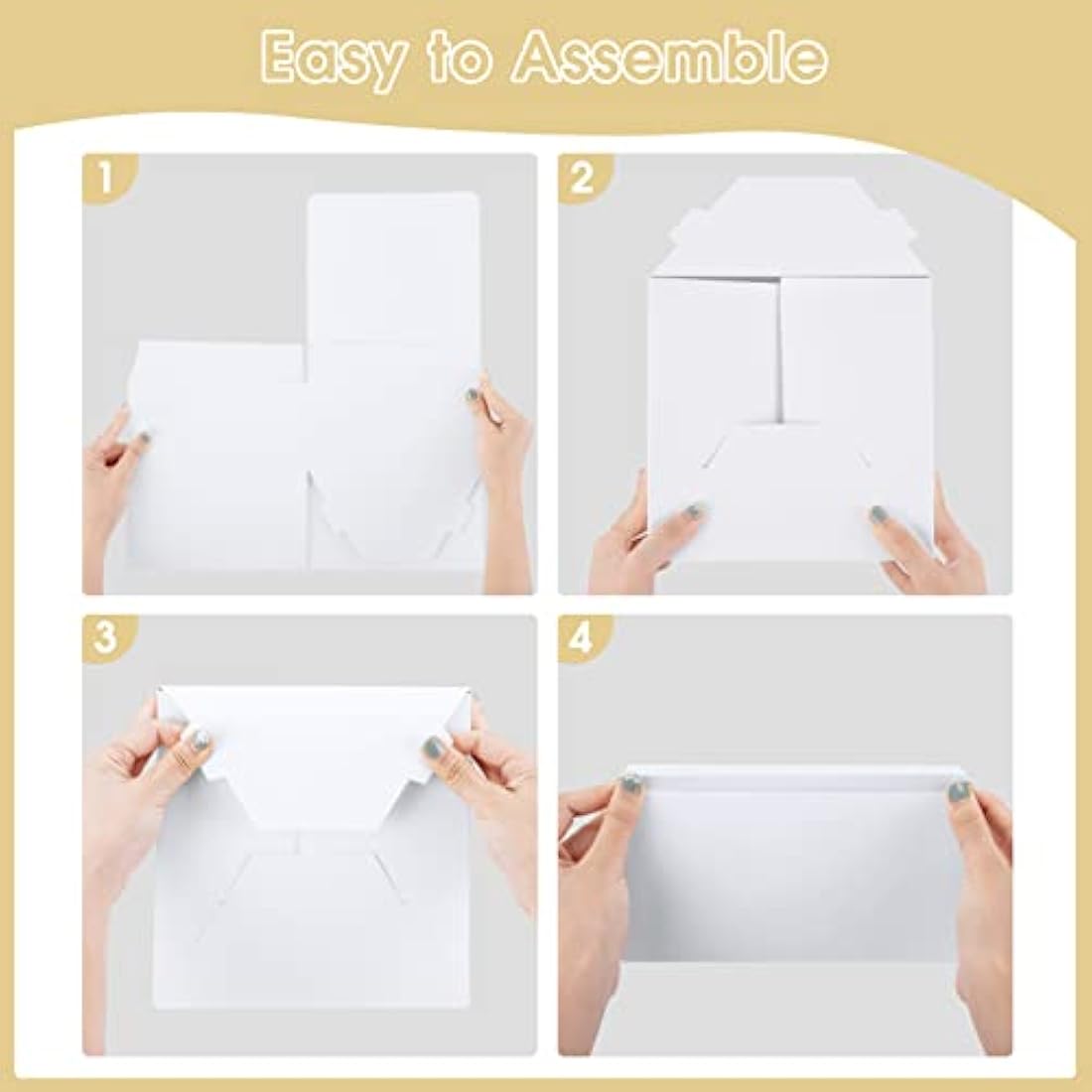 HOUSE DAY Gift Boxes 20x20x10cm Gift Boxes for Bridesmaids Kraft Gift Boxes with Lids for Crafting, Cupcake Boxes Easy Assemble Boxes 10Pack White