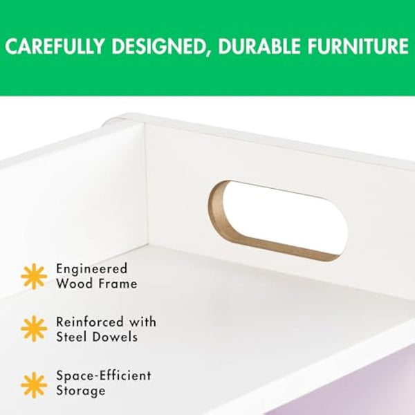 Humble Crew Cambridge Large Wooden Toy Shelf Storage Organiser for Children, with 9 BPA Free Plastic Removeable Storage Bins, Ideal for Storing Toys, Games, Books and Craft Supplies - White