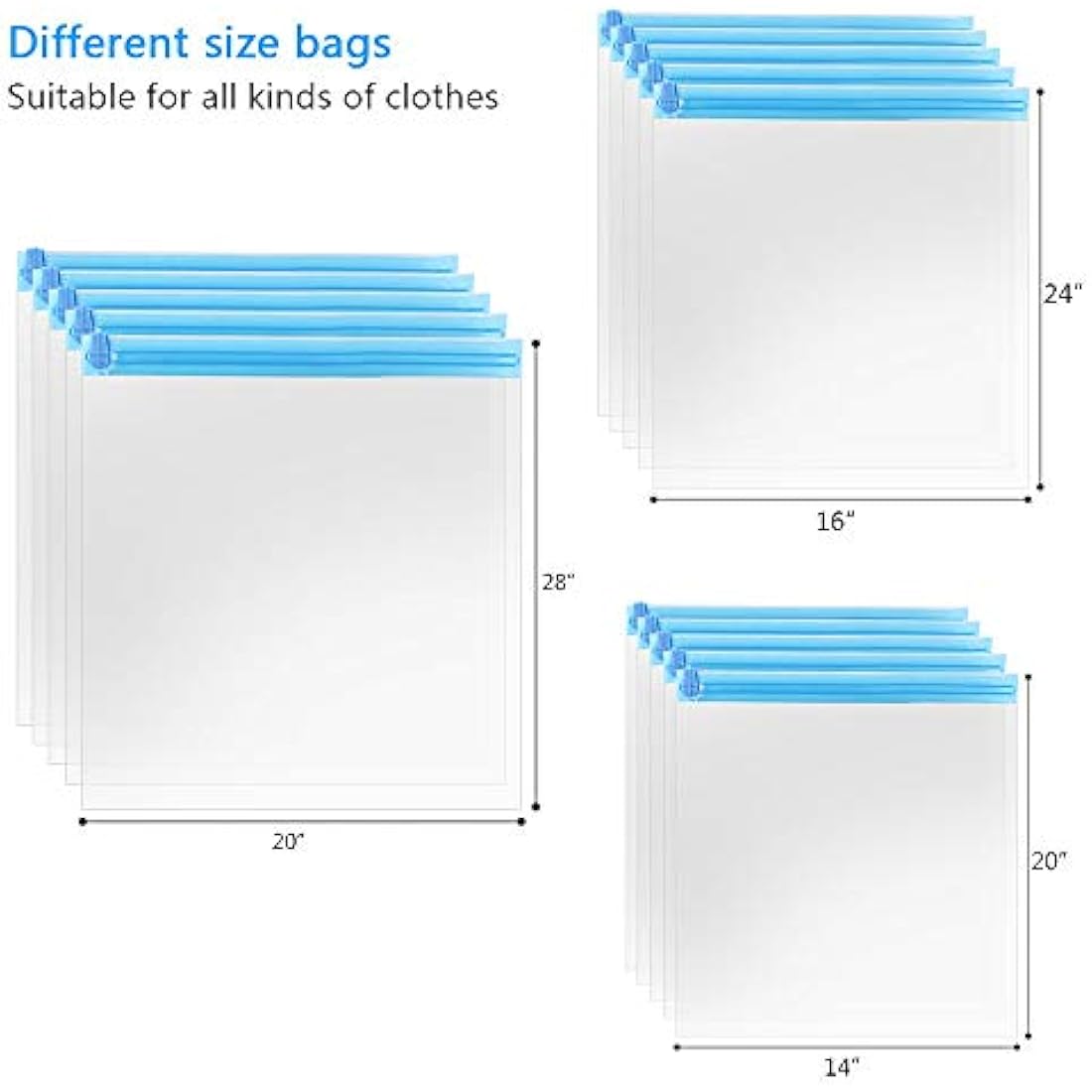 10Pack Travel Space Saver Bags (4 x S, 3 x L, 3 xL), Reusable KFYM Vacuum Travel Storage Bag, Saves 75% of Storage Space, Roll-Up Compression, No Need For Vacuum Machine Or Pump