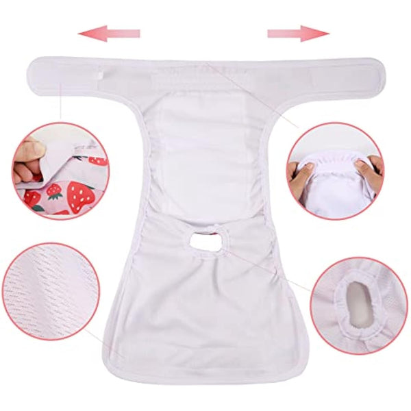 Medo 3 Packs Reusable Dog Nappies, Super Absorbent Washable Dog Diapers Puppy Sanitary Wraps Panties for Female Pet Incontinence and Long Travels 25-35 cm/9.8-13.7 (XS), pink+blue+yellow