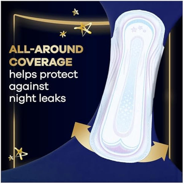 Always Ultra Sanitary Towels Secure Night Extra (Size 5) with Wings 18 Pads, Super Absorbent and Ultra Thin, for Menstrual Periods, Pack of 4
