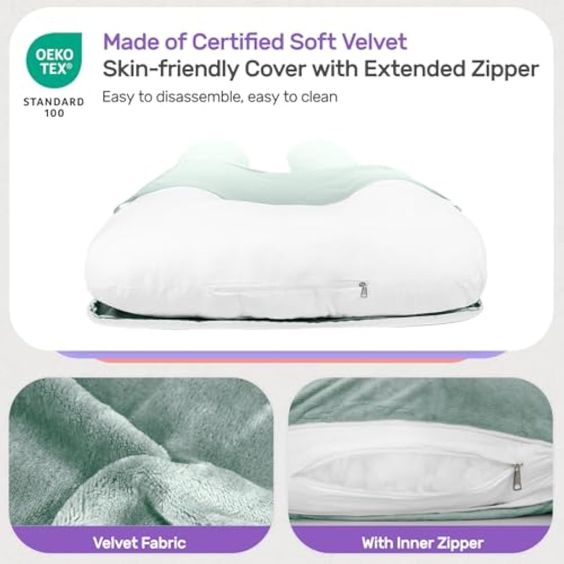 Nuliie Pregnancy Pillow for Sleeping, U Shaped Full Body Pillow Pregnancy Pillows, Maternity Pillow Support for Back, Hips, Legs for Pregnant Women, With Washable Velvet Cover (Green)