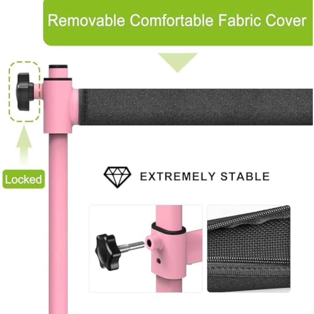 Dolibest Ballet Barre Freestanding, 10 Height Adjustable Ballet Bar Portable Pink Stretching Dance Bar with Non-Slip Rubber Pads for Girls Kids Adults Home Workout Fitness