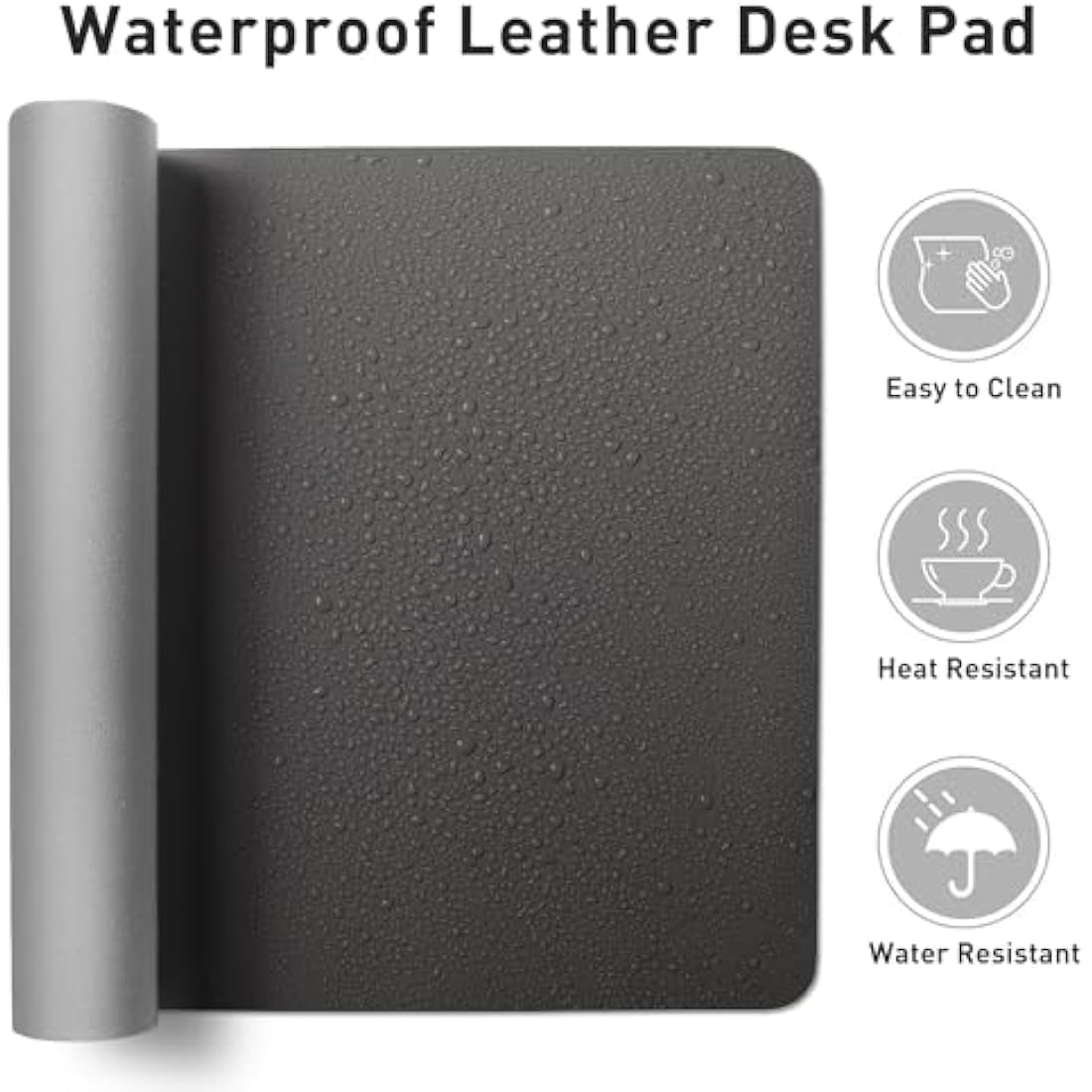 Leather Desk Pad Protector,Mouse Pad,Office Desk Mat,Non-Slip PU Leather Desk Blotter,Laptop Desk Pad,Waterproof Desk Writing Pad for Office and Home (60cm x 35cm, Gray)